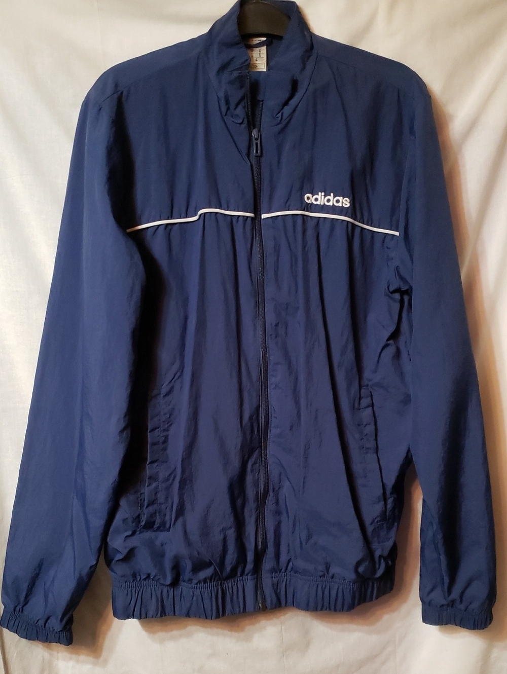 adidas Navy Windbreaker Jacket with White Piping